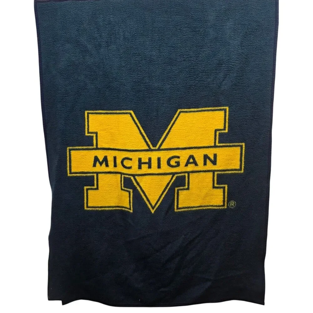 Michigan‎ Wolverines Biederlack Throw Blanket 53x72 NCAA USA Made Fleece Plush